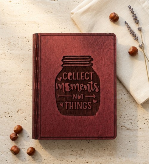 Anı Koleksiyonu Yazılı Ahşap Kapaklı Özel Üretim Şık Defter