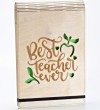 Best Teacher Ever Yazılı Ahşap Kapaklı A5 Boyutunda Defter