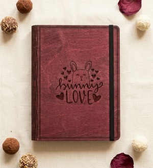 Bunny Love Ahşap Kapaklı Defter