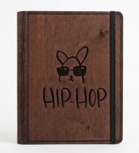 Hip-Hop Figürlü Ahşap Kapaklı Özel Üretim Şık Defter