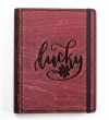 Lucky Yazılı Ahşap Kapaklı Özel Üretim Şık Defter