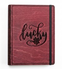 Lucky Yazılı Ahşap Kapaklı Özel Üretim Şık Defter