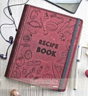 Recipe Book Yazılı Ahşap Kapaklı Özel Üretim Şık Defter Recipe Book Yazılı Ahşap Kapaklı Özel Üretim Şık Defter
