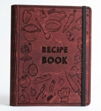 Recipe Book Yazılı Ahşap Kapaklı Özel Üretim Şık Defter
