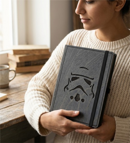 Stormtrooper Figürlü Ahşap Kapaklı Özel Üretim Şık Defter