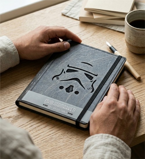 Stormtrooper Figürlü Ahşap Kapaklı Özel Üretim Şık Defter