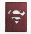 Süperman Logolu Ahşap Kapaklı Özel Üretim Şık Defter