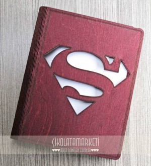 Süperman Logolu Ahşap Kapaklı Özel Üretim Şık Defter Süperman Logolu Ahşap Kapaklı Özel Üretim Şık Defter