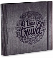 Kendin Yap Fotoğraf Albümü - İts Time to Travel Siyah Ahşap - Seyahat Anılarınızı Özgünce Yansıtın
