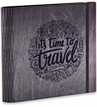 Kendin Yap Fotoğraf Albümü - İts Time to Travel Siyah Ahşap - Seyahat Anılarınızı Özgünce Yansıtın