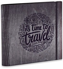 Kendin Yap Fotoğraf Albümü - İts Time to Travel Siyah Ahşap - Seyahat Anılarınızı Özgünce Yansıtın