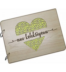 Kendin Yap Fotoğraf Albümü - Kalp Desenli Tasarım Ahşap Kapak ile Sevgiyi Sayfa Sayfa Yaşatın