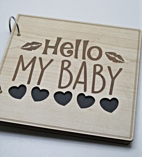 Hello My Baby Yazılı, Kalp Figürlü Ahşap Kendin Yap Fotoğraf Albümü - 60 Sayfa Hello My Baby Yazılı, Kalp Figürlü Ahşap Kendin Yap Fotoğraf Albümü - 60 Sayfa