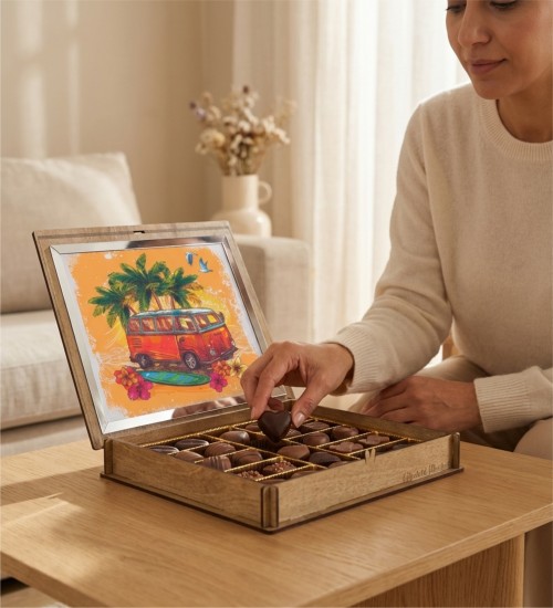 Hediyelik Çikolata - Woswos Temalı Ahşap Kutulu Özel Tasarım ile Nostaljik Bir Dokunuşla Tatlı Bir Sürpriz