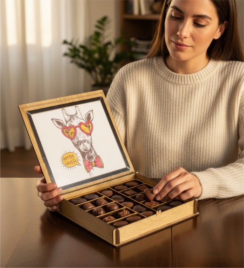 Hediyelik Çikolata - Yenilikçi Zürafa Yazılı Şık Kutusunda, Eğlenceli Ruhlara Özel Sıra Dışı Bir Sunum