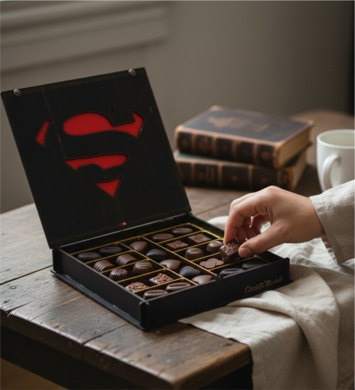 Hediyelik Çikolata Superman Logolu - Kahramanların Hediyesi! - Güçlü Aşklara Süper Tatlı Bir Mesaj