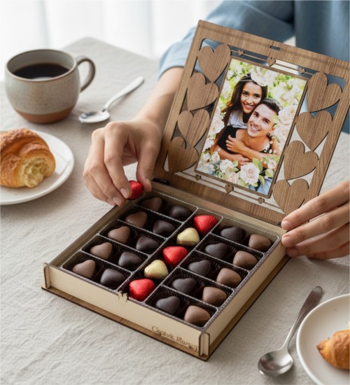 Hediyelik Kutulu Kalpli Çikolatalar - Fotoğraflı Kişiye Özel ile Anılarınızı Tatlı Bir Sürprize Dönüştürün
