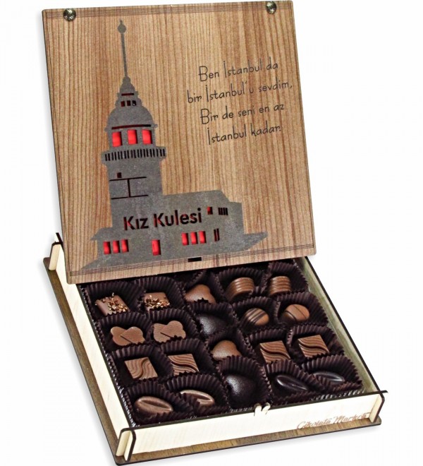 Kız Kulesi Desenli Şiirli Hediyelik Çikolata Şık Bir Hediye Seçeneği - Kız Kulesi, Şiirli Mesajlar, Romantik Hediye 