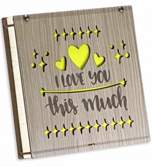 Kutulu Hediyelik Çikolata -I Love You This Much- Yazılı Ahşap ile Sevginizi Tatlı Bir Cümleyle Dile Getirin