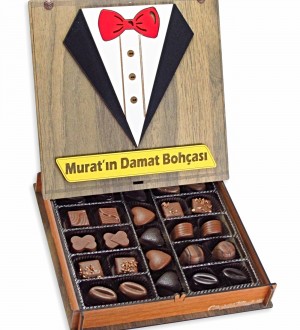 Kişiye Özel İsimli Ahşap Kutulu Damat Bohçası Çikolatası Düğün Çikolata Kişiye Özel İsimli Ahşap Kutulu Damat Bohçası Çikolatası Düğün Çikolata