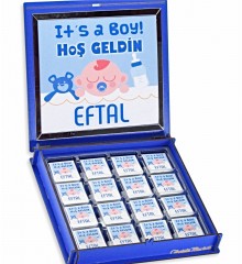 İsimli Bebek Çikolatası - Erkek Bebekler İçin Mavi Kutusu ile Mutluluğunuzu Lezzetle Paylaşın