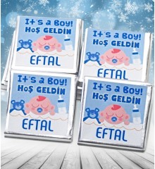 İsimli Bebek Çikolatası - Erkek Bebekler İçin Mavi Kutusu ile Mutluluğunuzu Lezzetle Paylaşın