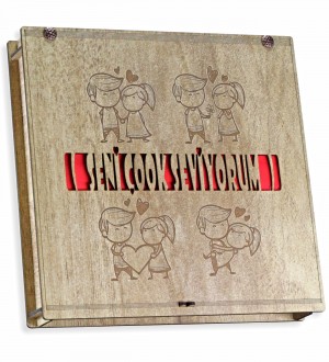 Hediyelik Çikolata Ahşap Kutulu - Seni Çok Seviyorum Yazılı, Sevginizi En Tatlı Cümleyle Sunmanın Yolu