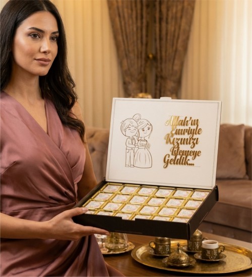 İsimli İsteme Çikolatası - Allah'ın Emriyle Kızınızı Almaya Geldim - Geleneksel Sözlere Özel, Anlamlı ve Şık Sunum