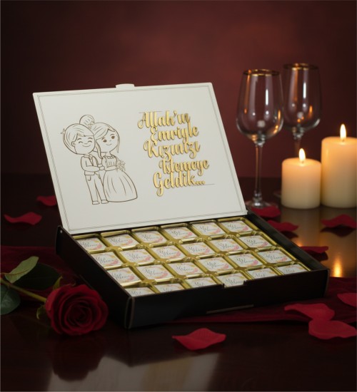 İsimli İsteme Çikolatası - Allah'ın Emriyle Kızınızı Almaya Geldim - Geleneksel Sözlere Özel, Anlamlı ve Şık Sunum