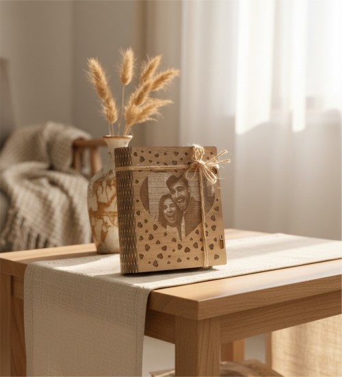 Kitap Kutulu Hediye Kalpli Çikolata - Fotoğraflı Kişiye Özel - Duygularınızı Tatlı Anılarla Birleştirin