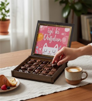 Kutulu Doğum Günü Hediyesi Çikolata - İyi ki Doğdun Mesajlı - Kutlamalara Tatlı ve Anlamlı Bir Dokunuş