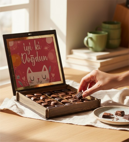 Kutulu Doğum Günü Hediyesi Çikolata - İyi ki Doğdun Mesajlı - Kutlamalara Tatlı ve Anlamlı Bir Dokunuş