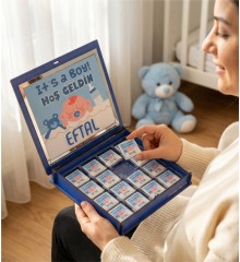 İsimli Bebek Çikolatası - Erkek Bebekler İçin Mavi Kutusu ile Mutluluğunuzu Lezzetle Paylaşın