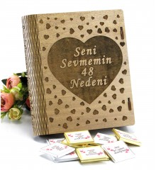 Kitap Kutulu, Şık Hediye Çikolata - Seni Sevmemin 48 Nedeni - Aşkı Anlatmanın En Tatlı ve Anlamlı Yolu Kitap Kutulu, Şık Hediye Çikolata - Seni Sevmemin 48 Nedeni - Aşkı Anlatmanın En Tatlı ve Anlamlı Yolu