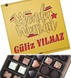 Hediyelik Çikolata - İsimli Wonder Woman Temalı Ahşap Kutusu ile Güçlü Kadınlara Özel Lezzetli Bir Hediye