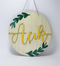 Kapı Süsü -Açık/Kapalı- Yazılı İş Yerleri İçin Ahşap Tabela ile Ziyaretçilerinizi Şıkça Yönlendirin