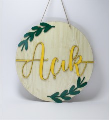 Kapı Süsü -Açık/Kapalı- Yazılı İş Yerleri İçin Ahşap Tabela ile Ziyaretçilerinizi Şıkça Yönlendirin