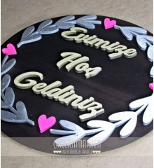 Kapı Süsü - Evimize Hoş Geldiniz Yazılı Ağaç ve Kalp Detaylı - Sıcacık ve Samimi Bir Karşılama Sunun