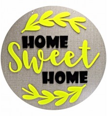 Kapı Süsü Pleksi + Ahşap - Home Sweet Home Yazılı, Süslemeli - Evinizin Girişine Sıcacık ve Zarif Bir Karşılama