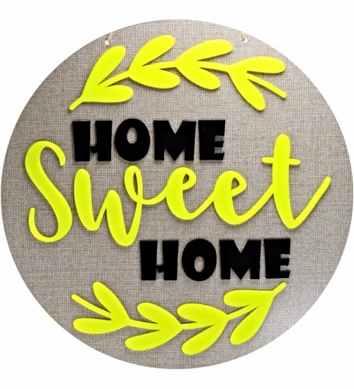 Home Sweet Home Yazılı Süslemeli Ahşap ve Pleksi Kapı Süsü