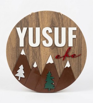 İsimli Kapı Süsü - Dağ Manzaralı, Erkek Bebek / Çocuk Odası ile Doğanın Huzurunu Minik Odanıza Taşıyın