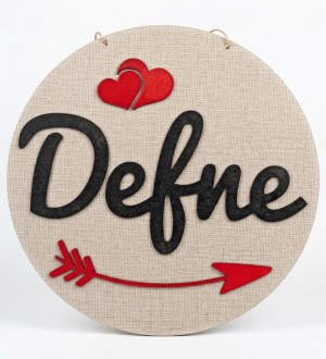 İsimli Kapı Süsü - Kırmızı Kalpli Ahşap Kız Bebek/Çocuk Odası için Sıcacık ve Sevgili Bir Dekoratif Dokunuş