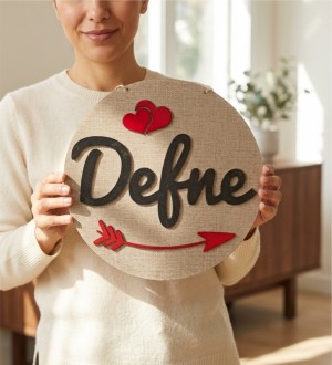 İsimli Kapı Süsü - Kırmızı Kalpli Ahşap Kız Bebek/Çocuk Odası için Sıcacık ve Sevgili Bir Dekoratif Dokunuş