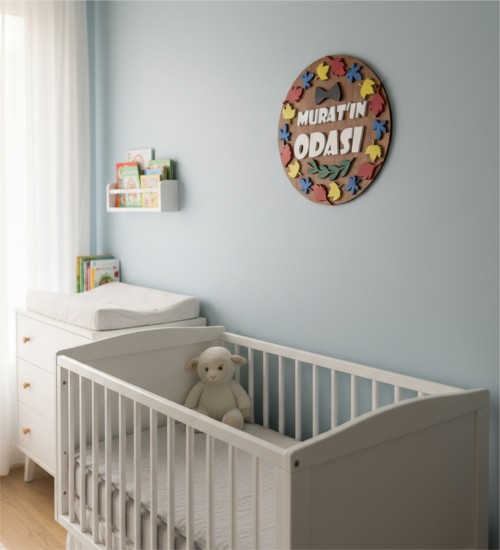 İsimli Kapı Süsü - Sonbahar Temalı Erkek Bebek/Çocuk Odası için Sıcacık Bir Dekoratif Dokunuş