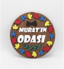 İsimli Kapı Süsü - Sonbahar Temalı Erkek Bebek/Çocuk Odası için Sıcacık Bir Dekoratif Dokunuş