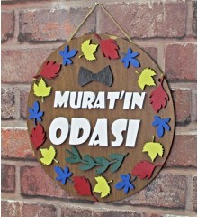 İsimli Kapı Süsü - Sonbahar Temalı Erkek Bebek/Çocuk Odası için Sıcacık Bir Dekoratif Dokunuş