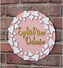 İsimli Kapı Süsü - Kalpli Tasarım Ahşap Kız Bebek/Çocuk Odası için Sevgi Dolu Bir Karşılama