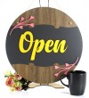 Kapı Süsü İşyerleri İçin - Open-Close Yazılı 35cm Şık Tabela - Zarif Görünümüyle Göz Dolduran Dekor
