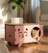 Kedi Evi - Pembe Ahşap, İsimli, Çift Renkli, Dayanıklı ve Şık - Sevimli Dostlar İçin Göz Alıcı Bir Yaşam Alanı