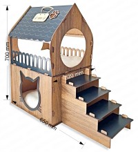 Teraslı Kedi Evi - Dubleks Çift Katlı Modern İç Mekana Uygun - Kediniz İçin Hem Eğlenceli Hem Konforlu Bir Yaşam Alanı